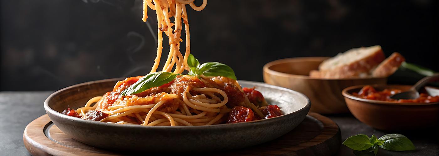 Uzayan peynirli spagetti tabağı – sıcak servis